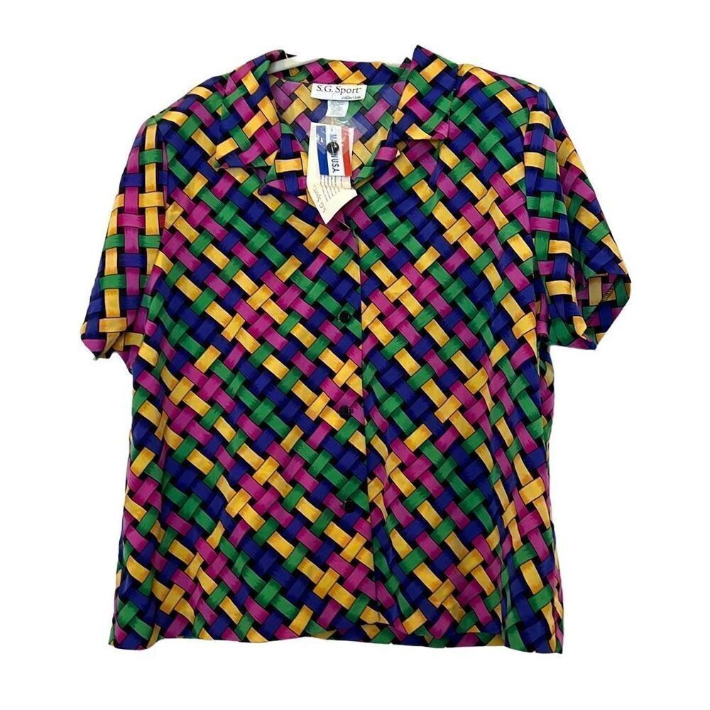 S.G. Sport Collection Women’s multi color blouse Sz1X NWT Vintage